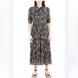 Max studio size Large Elegant Black and White Floral Dress